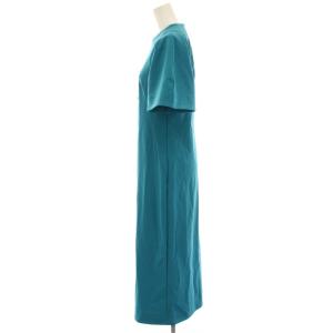 BEAMS EFFE ダブルトリコット ワンピース マキシ ロング 半袖 38 ターコイズブルー 64-26-1575-163
