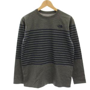 タグ付き ロングスリーブセオアルファボーダークルー カットソー Tシャツ 長袖 M グレー 紺 ネイビー