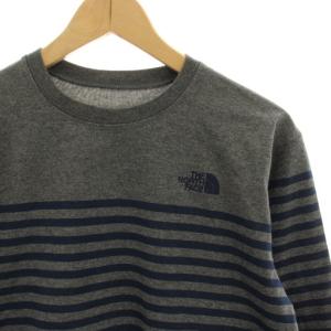 THE NORTH FACE タグ付き ロングスリーブセオアルファボーダークルー カットソー Tシャツ 長袖 M グレー 紺 ネイビー