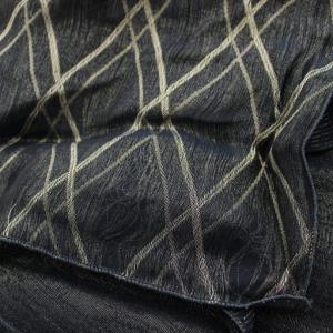 ETRO ストール ショール ライン 総柄 ラメ 絹 シルク ウール混 黒 ブラック ベージュ /HN