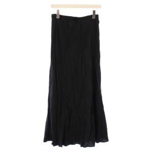 フレアスカート イージー マキシ ロング ウエストゴム 無地 ワンカラー 38 黒 ブラック /BB