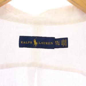 RALPH LAUREN ボタンダウンシャツ カジュアル 長袖 レギュラーカラー ロゴ ワンポイント 麻 リネン XXL 白 ホワイト
