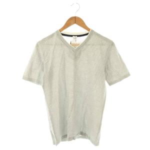 Tシャツ カットソー 半袖 Ｖネック 総柄 コットン 2 白 黒 /NR OS