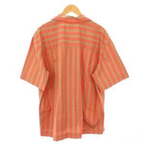 PAUL SMITH 23SS クラシックストライプオープンカラーシャツ カジュアル 半袖 総柄 M 茶 ブラウン 赤 レッド