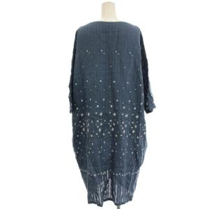 mina perhonen hoshi hana リネン ワンピース 38 ブルー ts3298