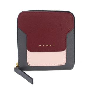 二つ折り財布 ラウンドファスナー レザー ボルドー グレー PFMOQ09U11 /TK