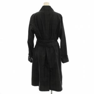 BURBERRY LONDON ステンカラーコート チェック柄 ポリエステル ロング 9 黒 ブラック FDC85-451-09 /G