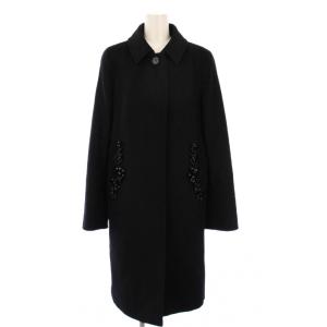 ステンカラーコート アウター ロング ビジュー 黒 60861649000 /KH