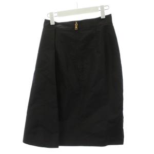 PRADA フレアスカート ひざ丈 シルク混 絹 40 黒 ブラック /AN59