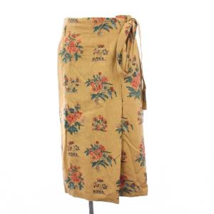 ロングスカート タイト 花柄 リネン 0 ベージュ 7024008 /KH