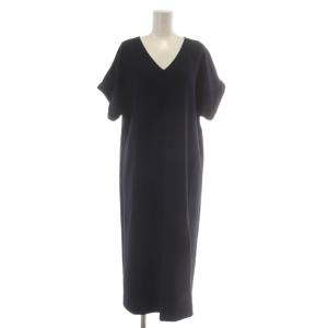 ワンピース ロング L 紺 ネイビー Vネック /AU
