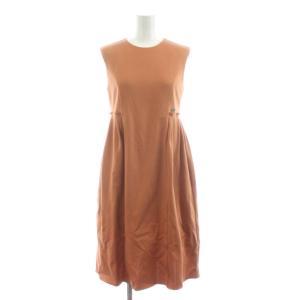 ワンピース フレア ひざ丈 ノースリーブ タック 38 オレンジ 31920 /KU