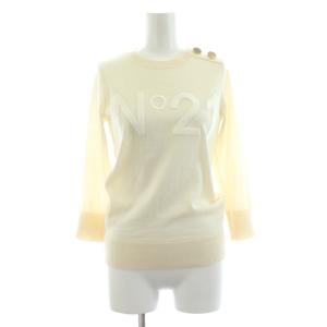 ニット セーター 長袖 ロゴ刺繍 ウール 38 アイボリー 21S-A002-9000 /KU