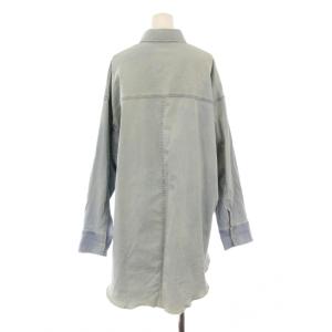 Spick&Span 24SS ブリーチデニムルーズシャツ ブラウス 長袖 レギュラーカラー ストレッチ 無地 F 水色 ライトブルー