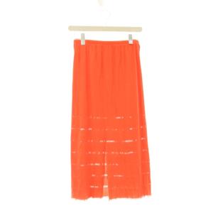 PLEATS PLEASE ISSEY MIYAKE スカート 3 オレンジ ロング丈 透かし編み フリンジ裾 PP72LG981 /JP