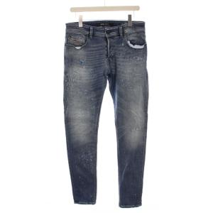 SLEENKER デニムパンツ スリム スキニー ジーンズ ダメージ加工 W32 L32 青 /YM