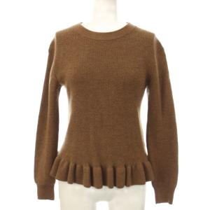 ニット 長袖 ウール 36 ブラウン 茶色 フリル /JP