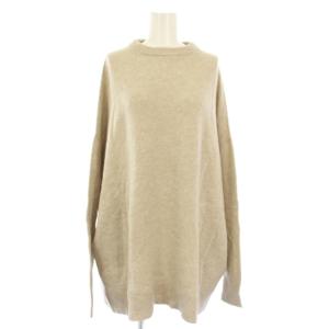 ニット セーター 長袖 ビッグシルエット クルーネック カシミヤ混 ベージュ /TK