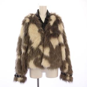 レイヤードエコファーベストライダースジャケット アウター ショート丈 フェイクレザー F 黒 ブラック