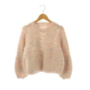ニット セーター 長袖 モヘヤ ウール混 36 ピンク /NR