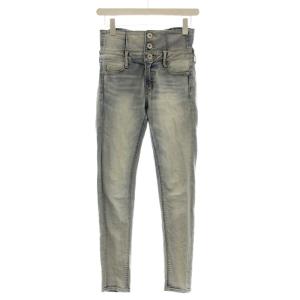 25AW ハイウエストウエストクロス スキニー デニムパンツ ダメージ加工 S 青 ブルー /G