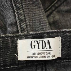 GYDA 25SS ミドルウエスト SIDE RIPPED スキニー デニムパンツ ダメージ加工 M 黒 ブラック
