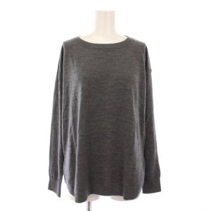 ニット セーター 長袖 クルーネック 薄手 ウール 無地 ワンカラー 38 グレー /BB