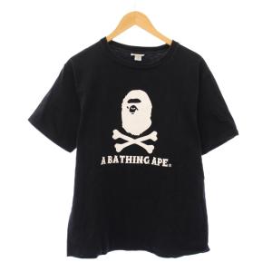 Tシャツ 半袖 クルーネック ロゴ イラスト プリント M 黒 ブラック /BB