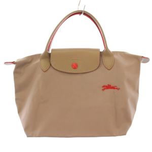ル プリアージュ トートバッグ ハンドバッグ ナイロン レザー ロゴ 刺繍 ワンポイント バイカラー グレージュ