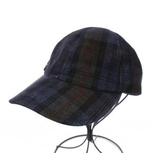 キャップ 帽子 6パネル チェック柄 コーデュロイ 紺 ネイビー 黒 ブラック /BB