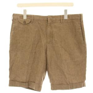 リネンコットンショートパンツ ハーフパンツ 麻 50 茶 ブラウン 783XO /HN