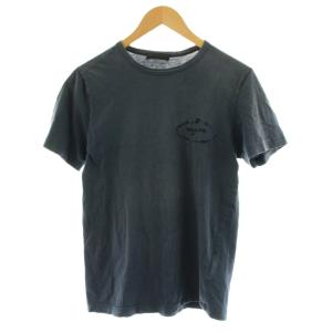 Tシャツ カットソー 半袖 クルーネック ロゴ刺繍 S 紺 ネイビー UJM506 /KU