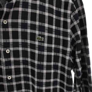 LACOSTE ボタンダウンシャツ チェック 長袖 M L 紺 ネイビー 黒 ブラック 白 CH8405 /YM