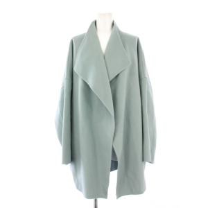 ボタンレスコート ノーカラーコート アウター ミドル丈 36 水色 20020922201030 /KH