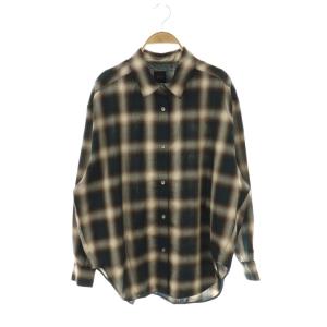 23050200207030 23AW TRツイルチェックシャツ ブラウス 長袖 前開き ベージュ 緑