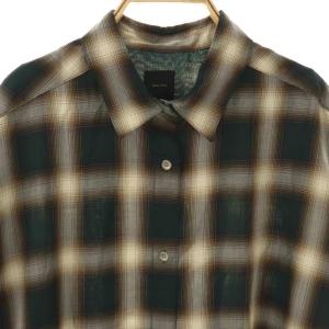 Spick&Span 23050200207030 23AW TRツイルチェックシャツ ブラウス 長袖 前開き ベージュ 緑