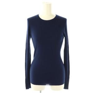 ニット カットソー 長袖 リブ ウール S ネイビー /DO