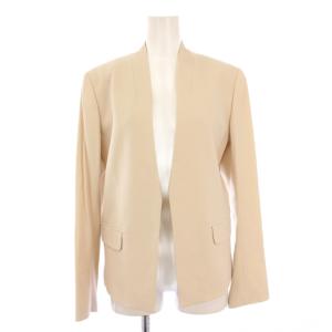 ノーカラージャケット アウター ショート丈 前開きトッパー 総裏地 ウール 40 ベージュ /BB