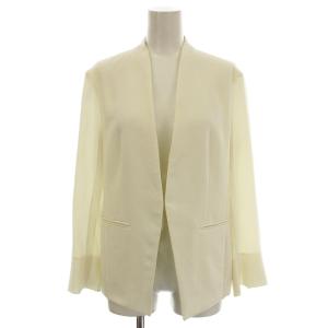 ノーカラージャケット 薄手 40 白 ホワイト /G