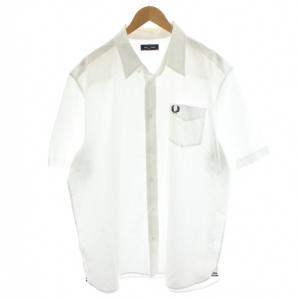 シャツ 半袖 ロゴ 刺繍 コットン XXL 白 ホワイト /AN12