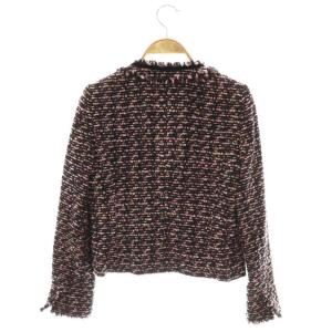 ANAYI ノーカラージャケット ツイード アウター ウール 36 黒 ピンク /NR OS