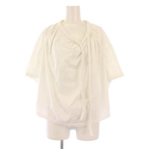 カットソー 半袖 変形 ワンカラー ストレッチ ショート丈 S 白 ホワイト /BB