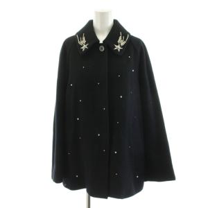 24AW ステンカラーコート ビジュー 36 ブラック MA243FC001
