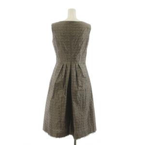 FOXEY BOUTIQUE ワンピース ひざ丈 ノースリーブ 40 グレー 総柄 フレア /RR
