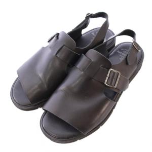 OPEN TOE SANDALS オープントゥサンダル ラウンドトゥ 厚底 レザー ワンカラー 9 黒