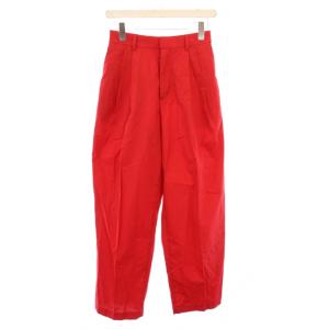 スラックスパンツ タック ジップフライ ストレッチ 無地 ワンカラー S 赤 レッド /BB