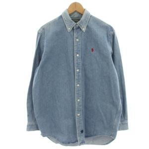 POLO COUNTRY デニムシャツ カジュアルシャツ ボタンダウン 長袖 スモールポニー M 水色