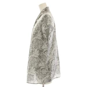MACKINTOSH LONDON ブラウス シャツ フレンチスリーブ 花柄 プリント ボウタイ風 38 グレー G5M14-519-07
