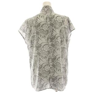 MACKINTOSH LONDON ブラウス シャツ フレンチスリーブ 花柄 プリント ボウタイ風 38 グレー G5M14-519-07