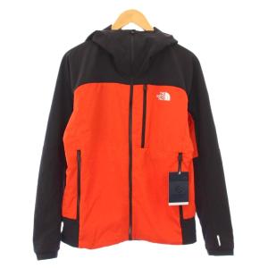 ナイロンジャケット アウター ジップアップ ショート丈 ロゴ バイカラー S オレンジ 黒 ブラック タグ付き